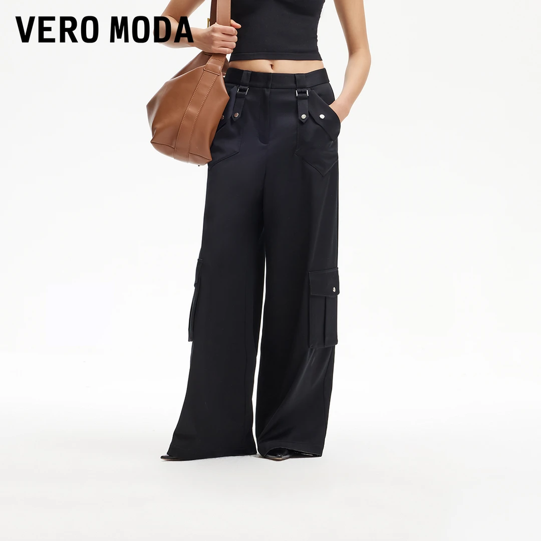 Vero Moda休闲裤女商场同款新品垂顺面料工装直筒裤百搭325126001