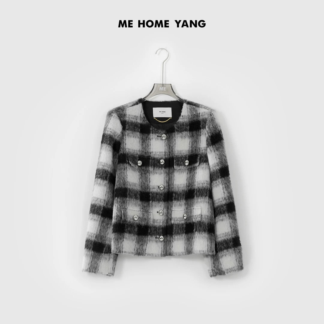 ME【黑白格小香】轻奢极简百搭通勤设计款休闲外套MEQA1627
