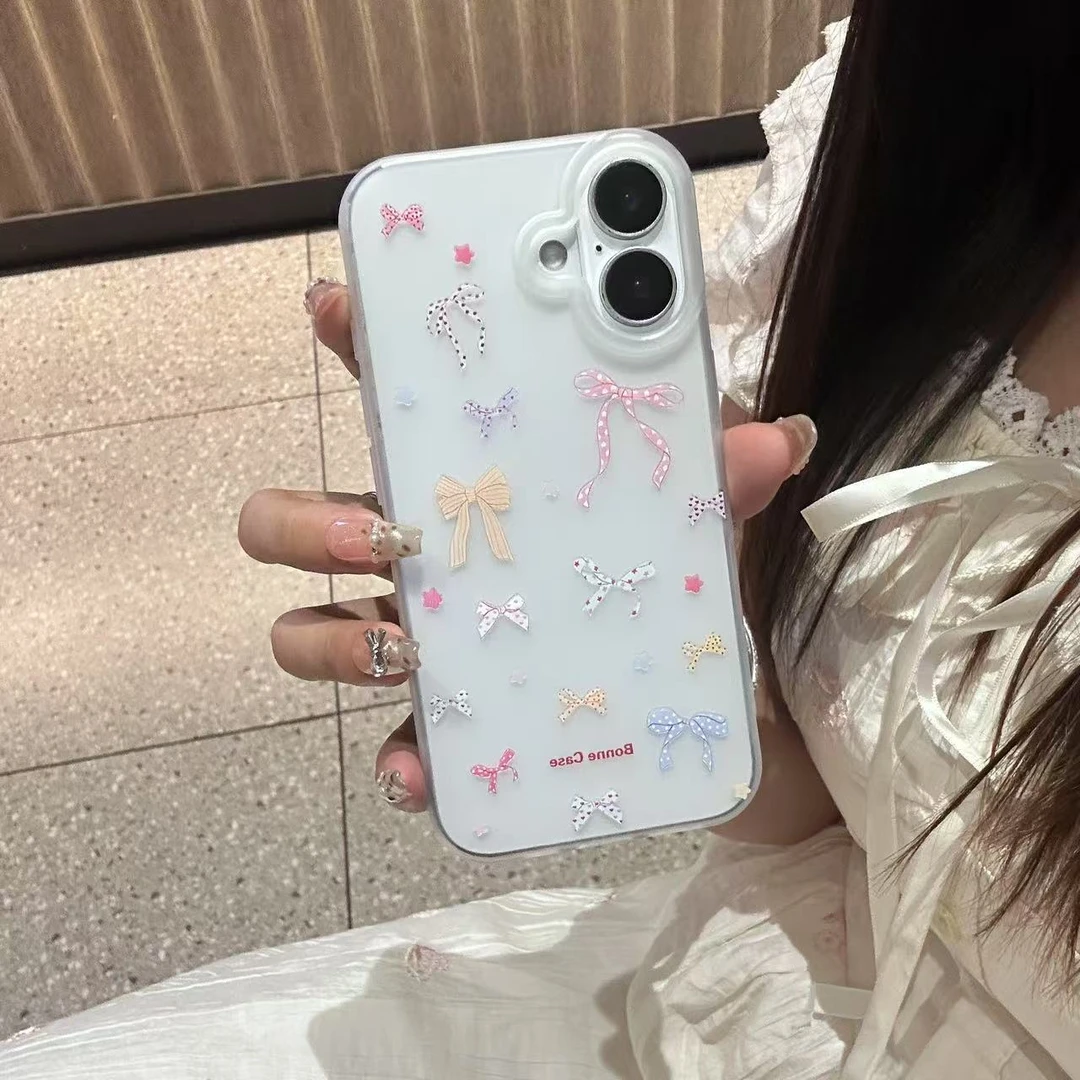 满屏蝴蝶结适用苹果15/14/13promax手机壳12/11软壳xr/xs7/8p磨砂
