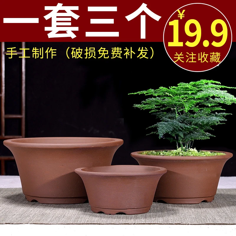 紫砂花盆特大花盆吊兰绿萝花盆阳台种菜创意盆景绿植盆栽多肉树桩