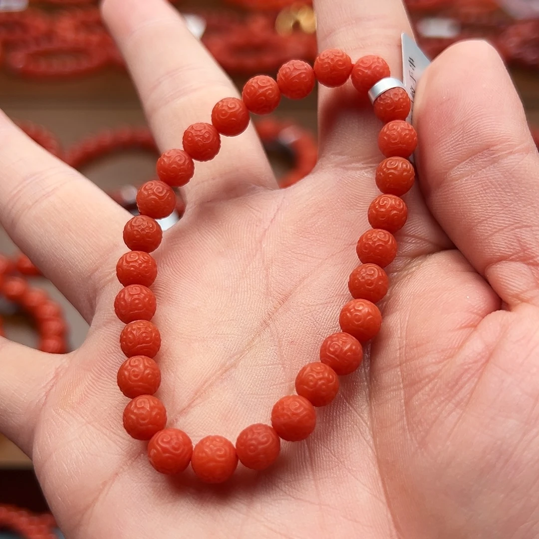 南红玛瑙未镶嵌手串保山啊东寨6.6m回纹珠典藏版