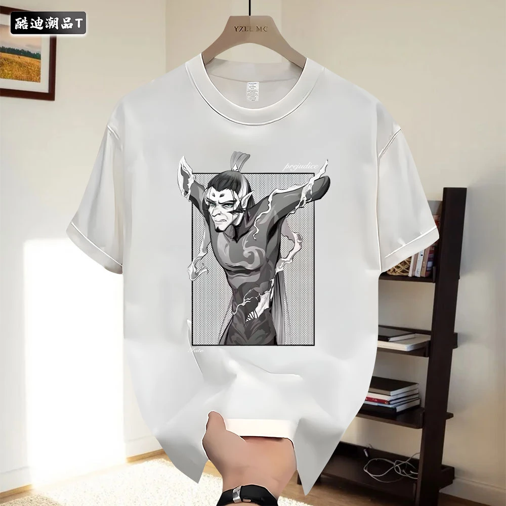 2025新款夏季国潮圆领纯棉短袖宽松百搭男款申公豹印花高级设计感