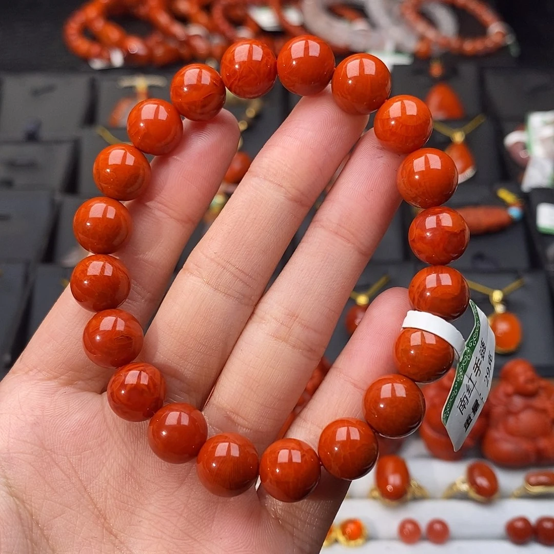 南红玛瑙未镶嵌四川凉山火焰纹手串10.2mm