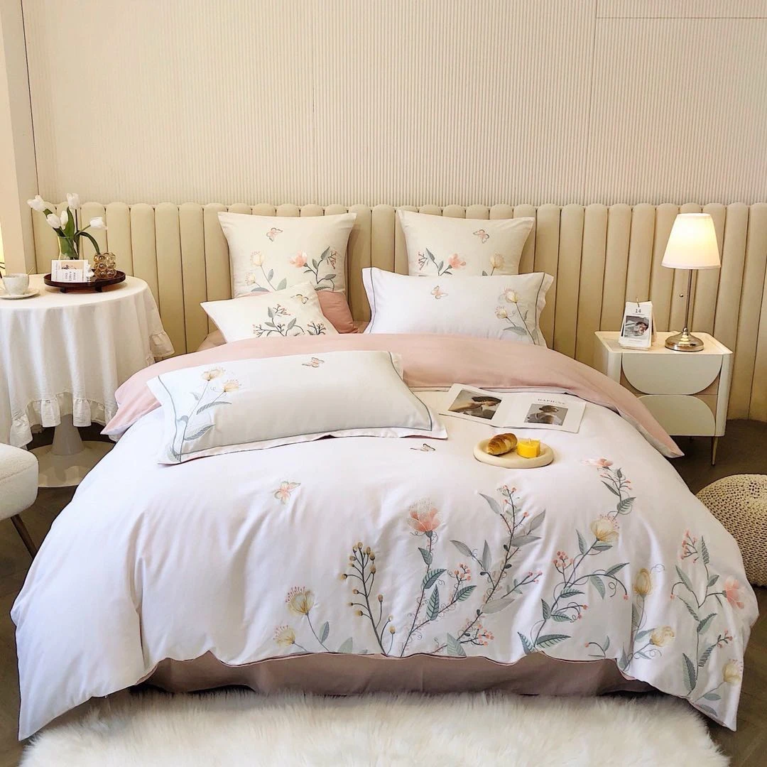 四季款全棉纯棉刺绣四件套床上用品小清新风四件套