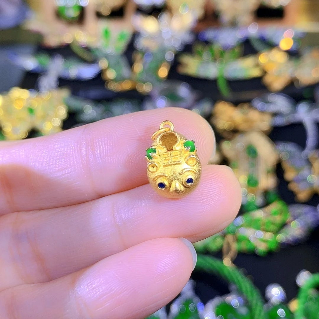 吊坠(不含链)银S925镶嵌翡翠