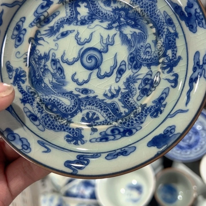 瓷片淘泥龙文壶承底托