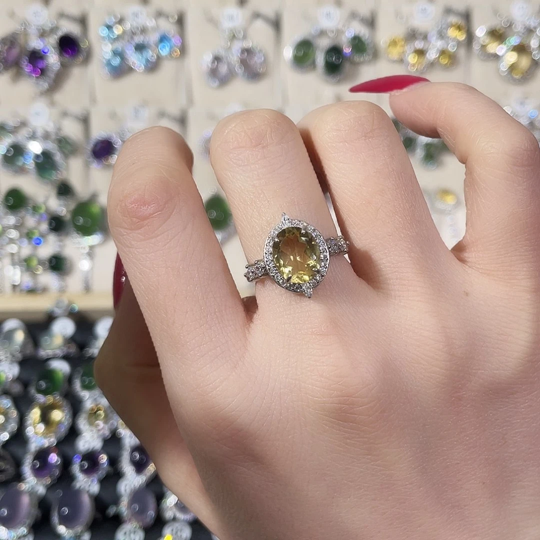 银S925镶嵌戒指黄晶戒指