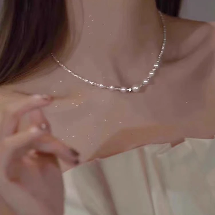 2025春夏新款碎银几两珍珠项链女爆款气质高级颈链轻奢