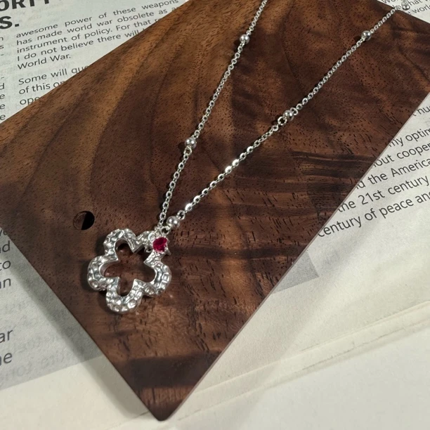 足银银制品 【北斗银作】｜足银999简约百搭气质女小花串珠唯美项链