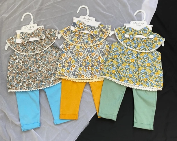 女婴儿宝宝甜美碎花三件套套装