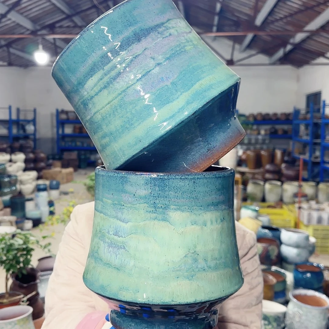 紫砂花盆高21口18