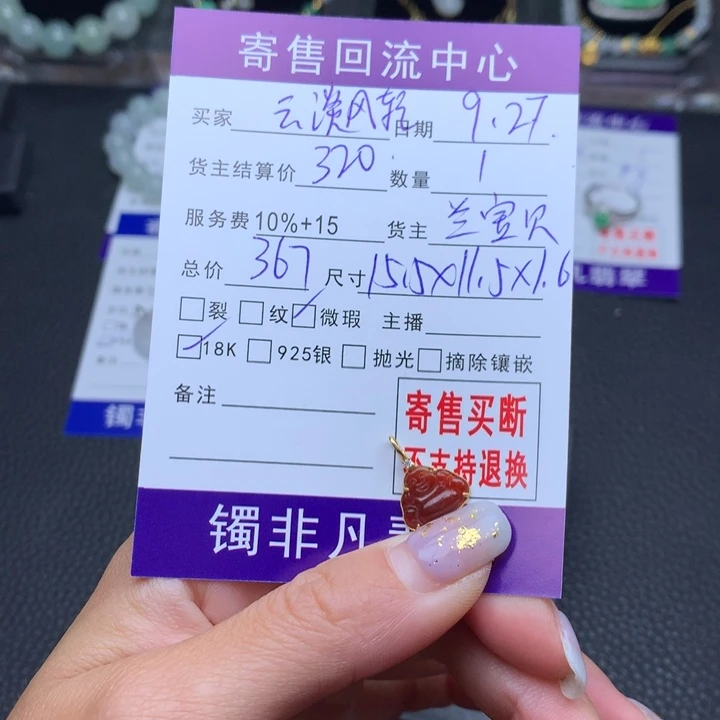 颈饰18K金镶嵌翡翠云**轻