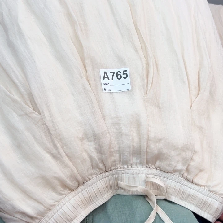 麻765杏色苎麻大摆半裙