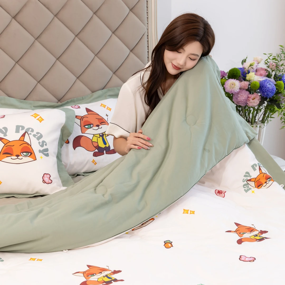 雅赞迪士尼疯狂动物城系列水洗被可机洗纤维被子纯棉面料空调被