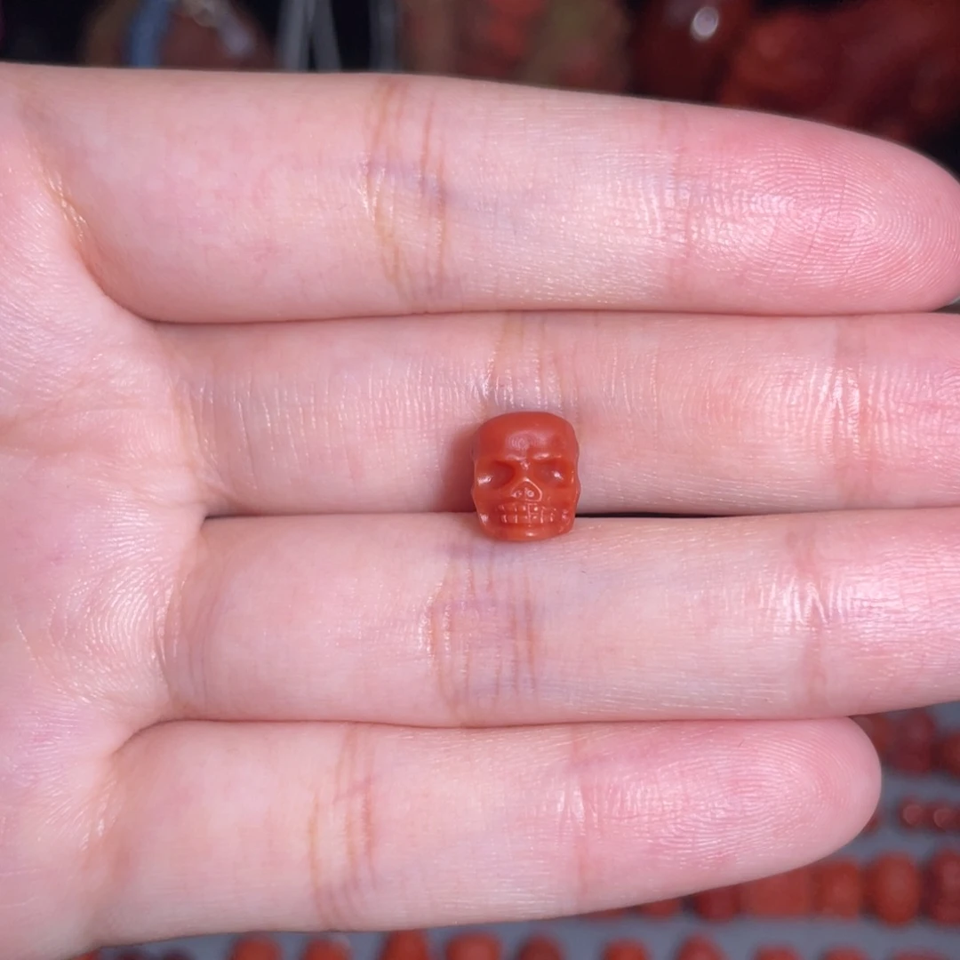 南红玛瑙未镶嵌骷髅头7mm+