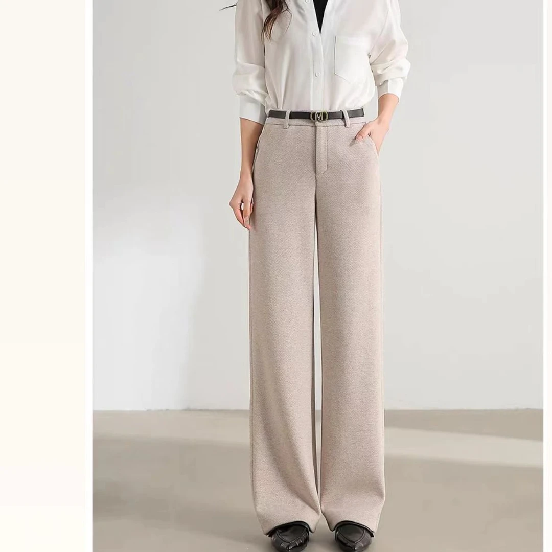 2024秋冬新品高奢系列精纺醋酸绵羊毛直筒裤56801