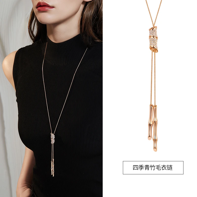 Jay 合金合成锆石吊坠 毛衣链大气高档长款项链吊坠女款秋冬配饰