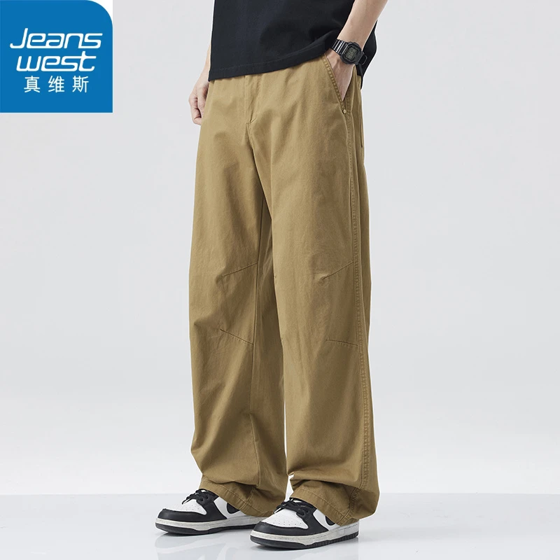 Jeanswest/真维斯春夏美式潮流宽松直筒工装休闲裤男阔腿日系