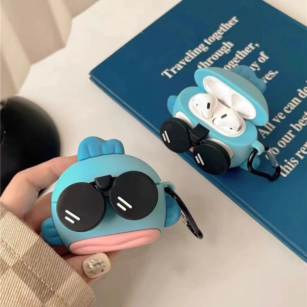 墨镜小丑鱼耳机壳硅胶airpodspro二代保护壳苹果2代3代蓝牙耳机壳