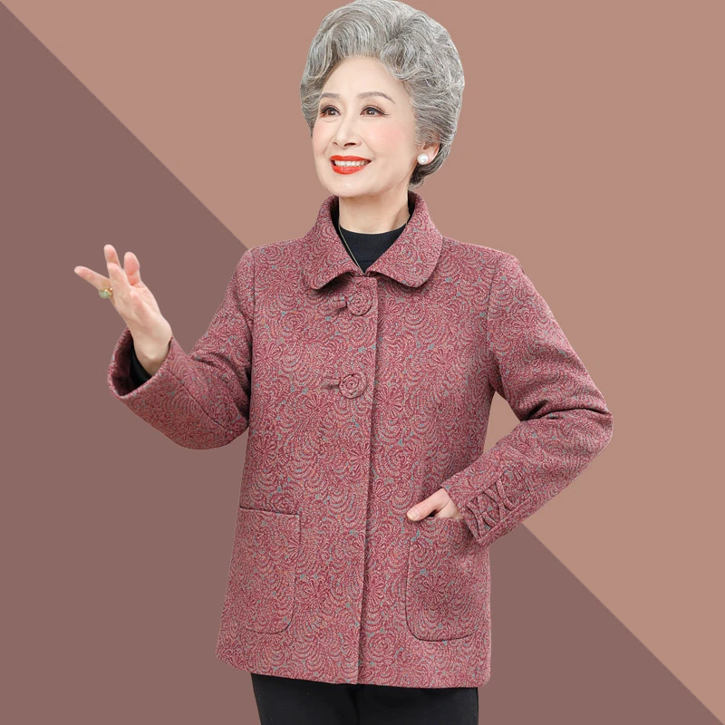 中老年人翻领外套女奶奶春装妈妈休闲上衣春秋款气质衣服2025新款