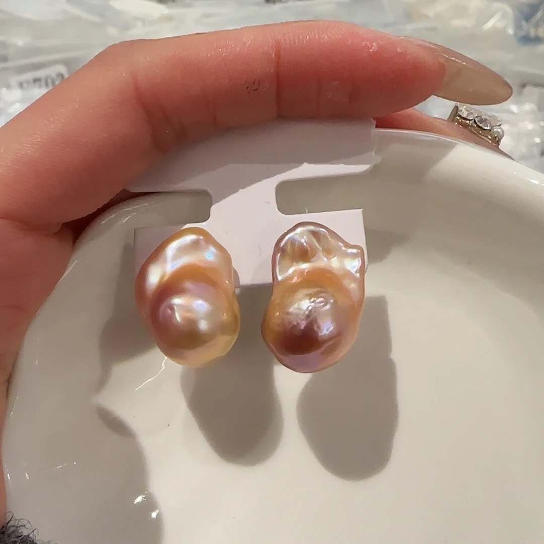 淡水珍珠耳饰银S925镶嵌