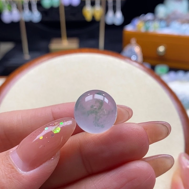 翡翠颈饰未镶嵌翡翠高冰飘花大珠卡15.7m