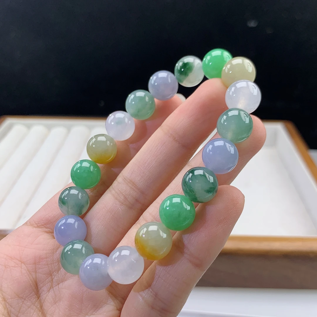 2.27-27-缅甸天然翡翠A货 女款多宝手串尺寸:10mm 19颗粒