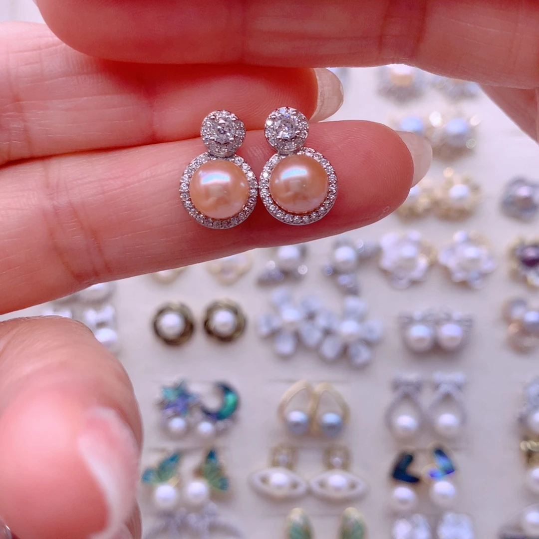 合金淡水珍珠耳饰