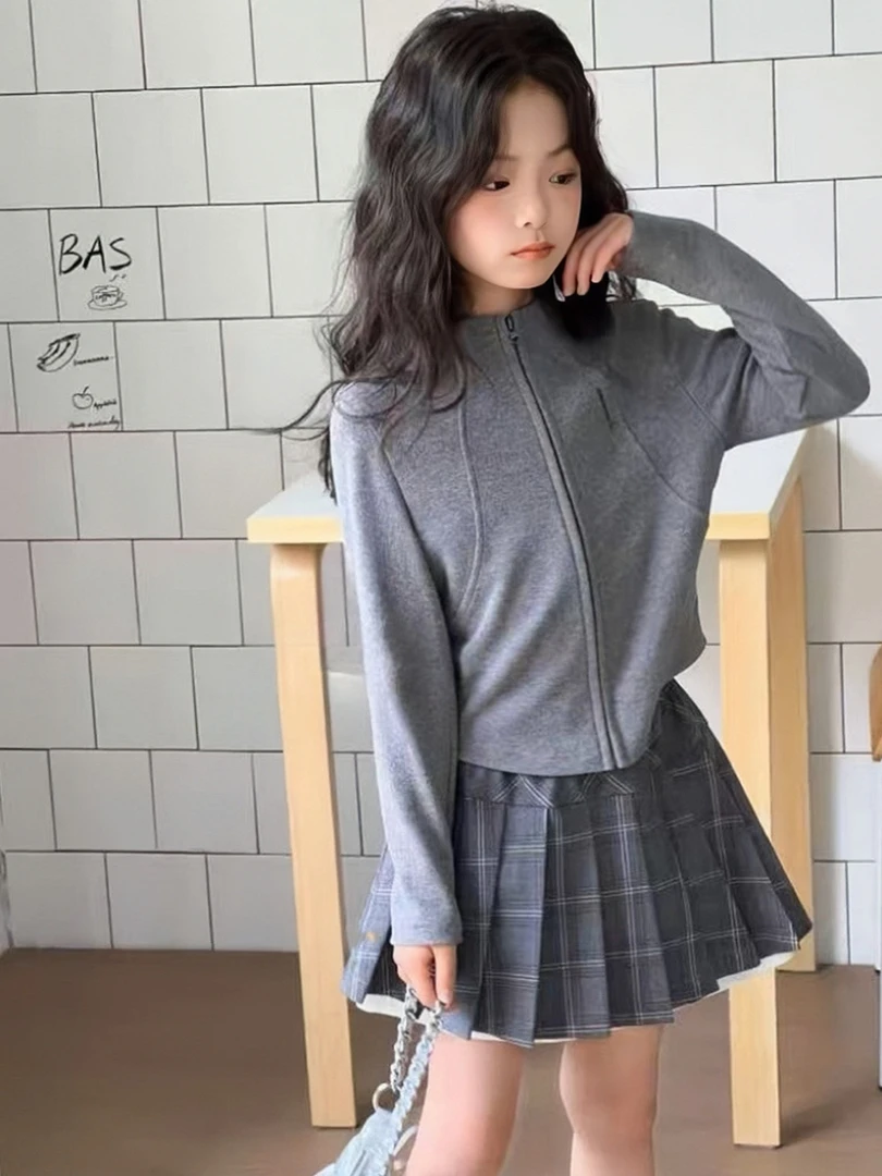 女童秋装套装爆款2025新款洋气时髦女孩6-12岁高级感裙子两件套潮