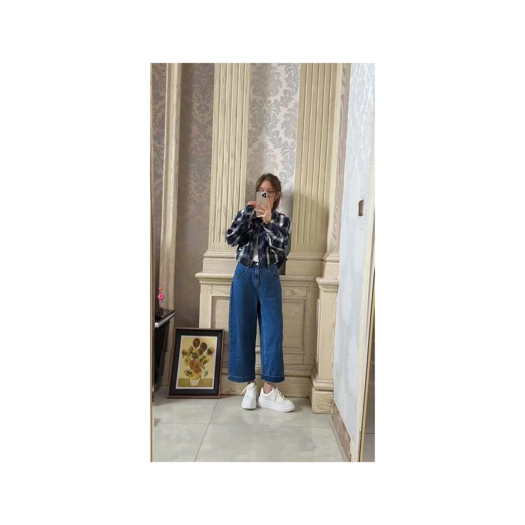 迷你管这么宽高腰显瘦黑色直筒牛仔适合微胖小个子九分裤