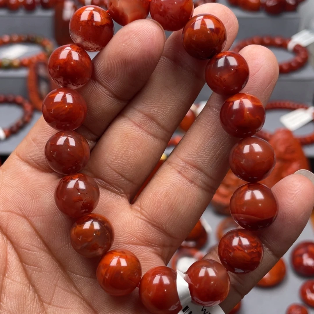 南红玛瑙未镶嵌珠宝奇石单圈12