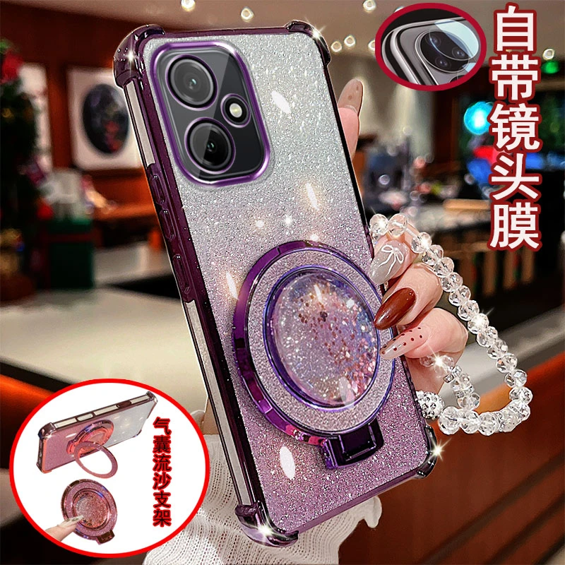 适用荣耀400手机壳DNP-AN00流沙支架四角气囊防摔套镜头全包边