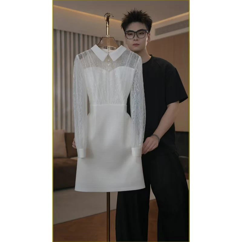 【蒂妮佳-现货】2232品牌女装高贵气质显瘦长袖连衣裙