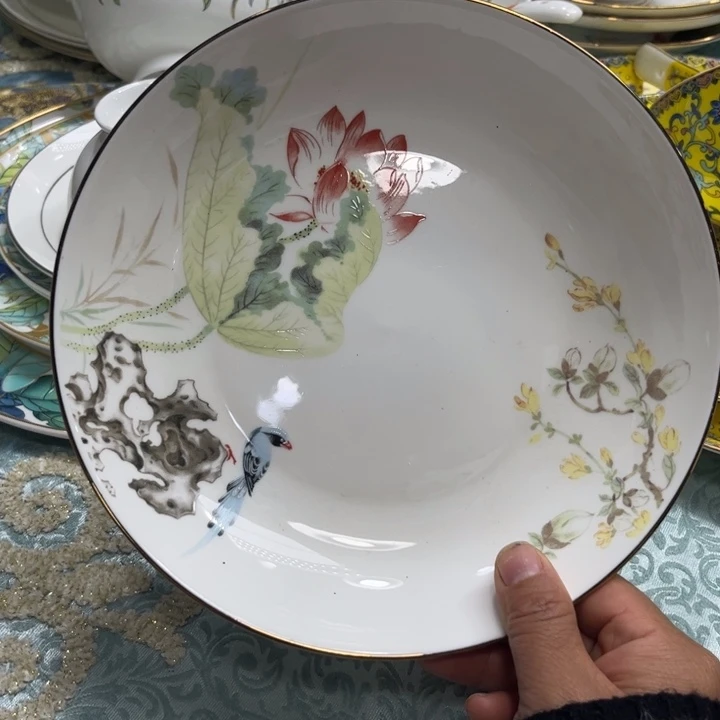 瓷片花神八寸深盘四个