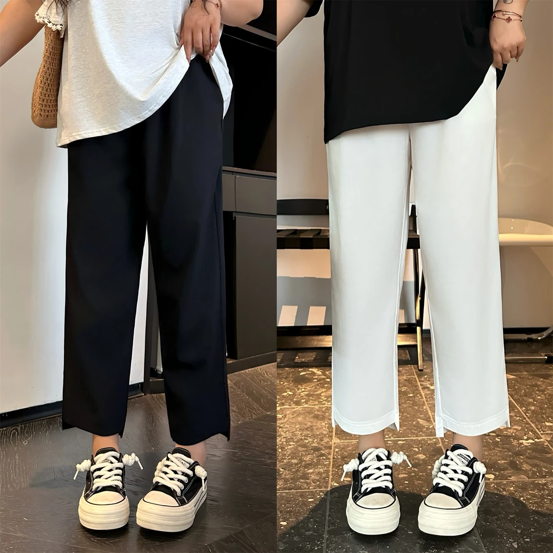 大码女装秋季宽松花契200斤胖mm痞痞di慵懒宽松遮肉萝卜裤4882