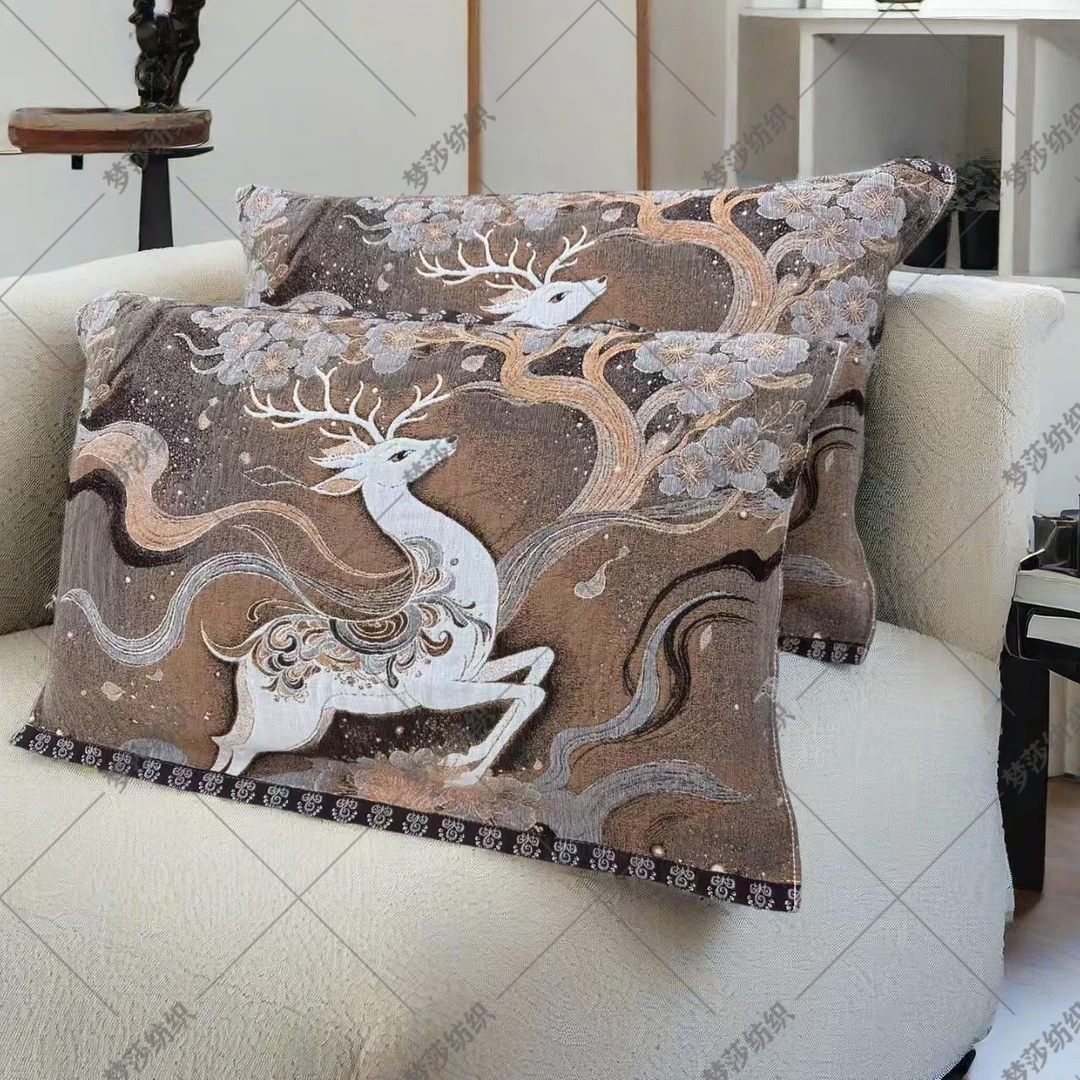 【九色鹿敦煌红】国宾礼火麻纱布枕巾一对--50cm*80cm