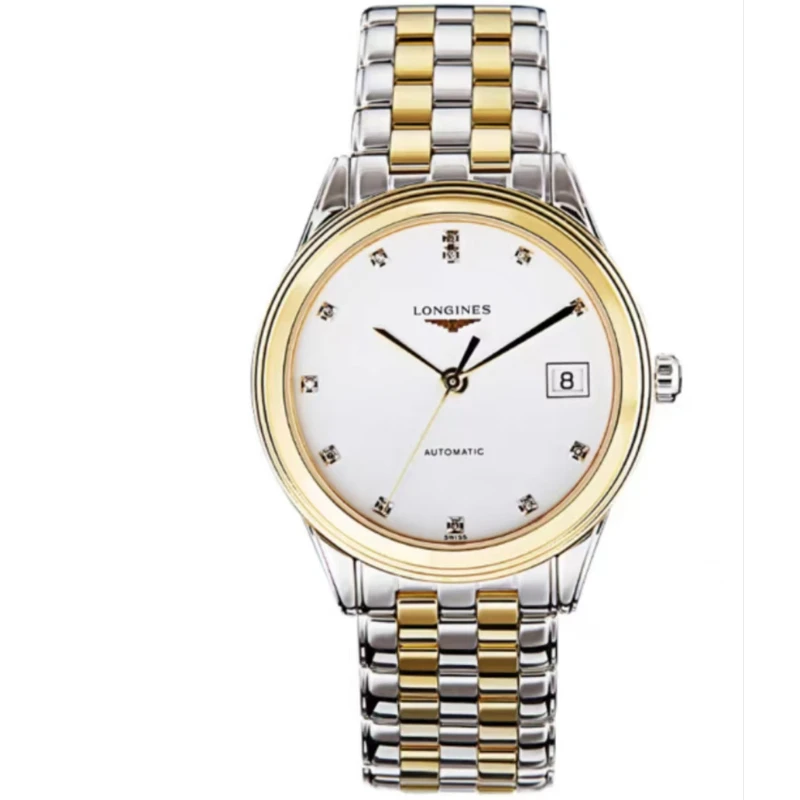 99新 Longines/浪琴 L4.774.3.27.7/军旗774间金原镶钻/35.6表径