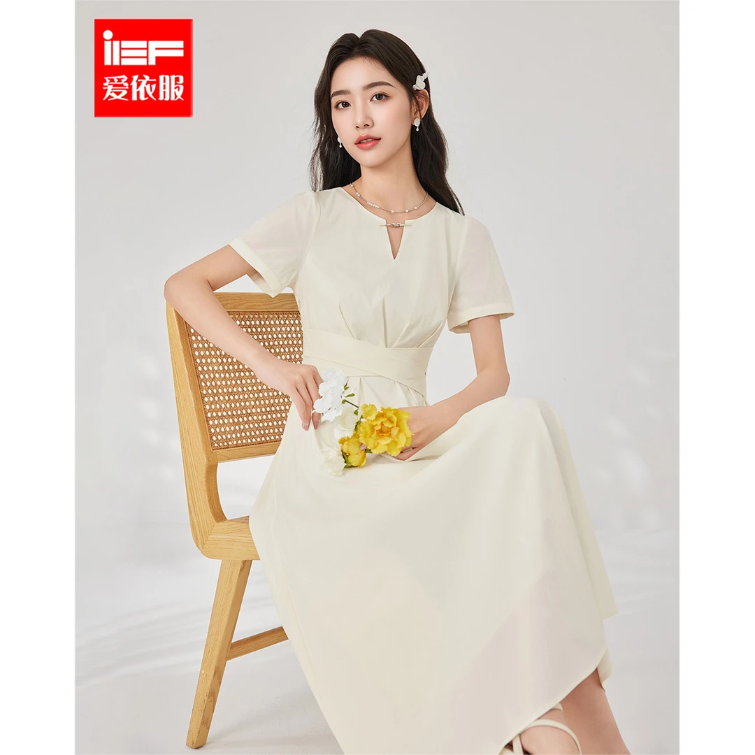 IEF/爱依服连衣裙2025夏季新款法式成熟优雅气质通勤显瘦连衣长裙