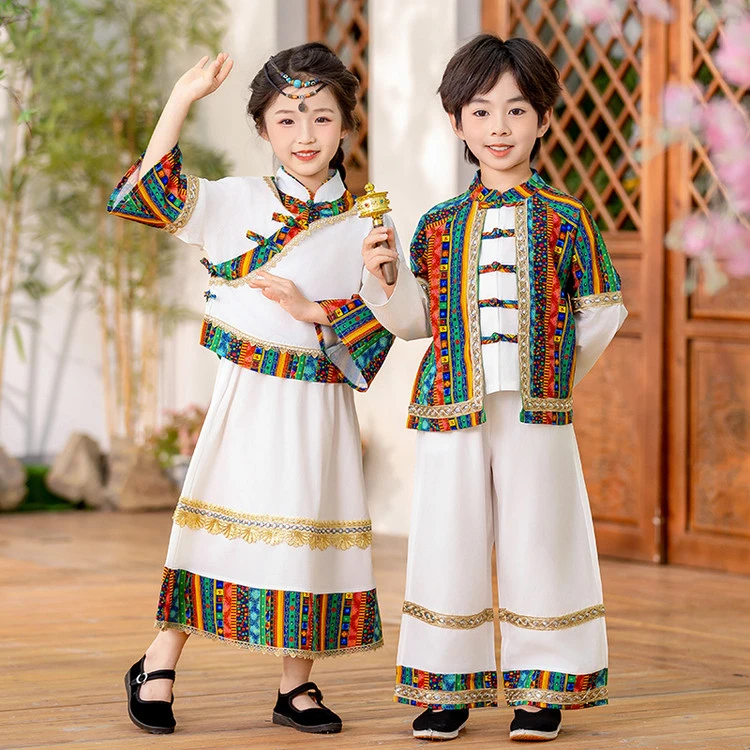 男童汉服春秋国风少数民族表演服广西壮族三月三演出服傣族舞蹈服