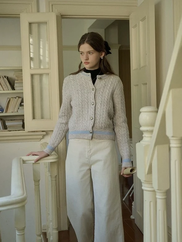 高级感针织开衫女春季2025新款时尚宽松百搭减龄气质外套10095