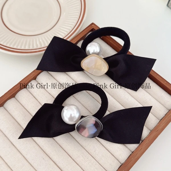 Pink Girl  P876简约百搭小香风韩版发绳黑色气质头绳弹力优雅女