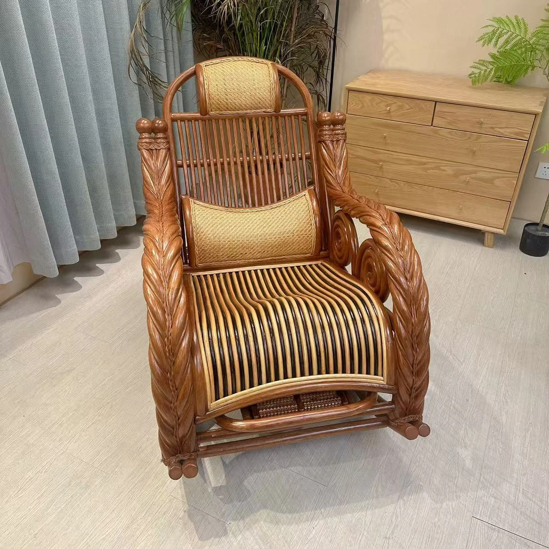 【南象】手工藤编双纽豪华摇摇椅家用摇摇椅客厅阳台办公老式单人