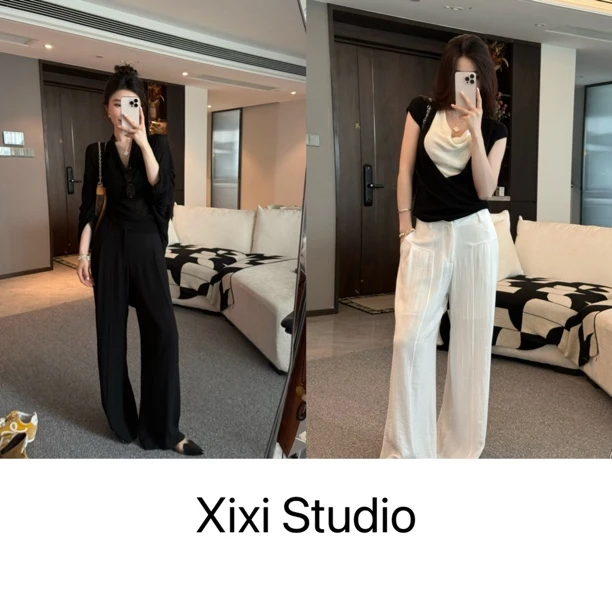 【西西】高腰垂感夏日轻薄款休闲阔裤