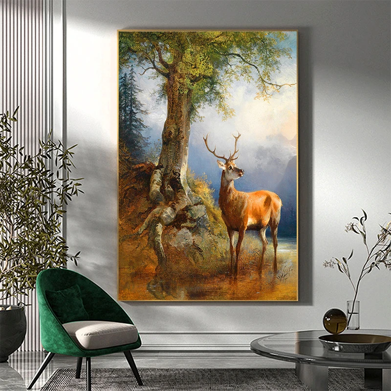 玄关山水风景挂画田园风油画客厅沙发背景墙装饰画餐厅卧室书房画