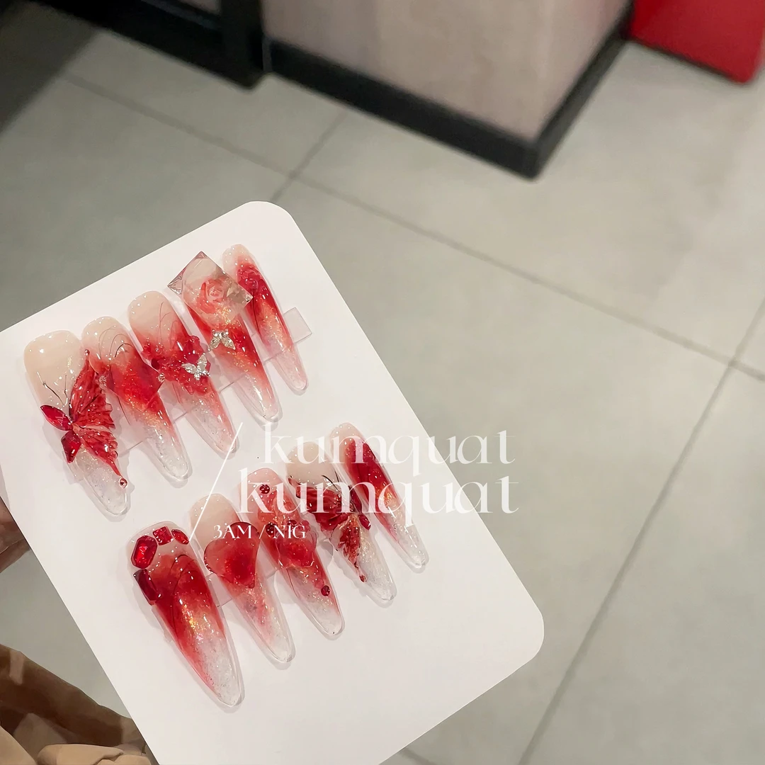 —Nail「 花事未了/纯欲温柔暖色显白高级纯手工穿戴甲可拆卸