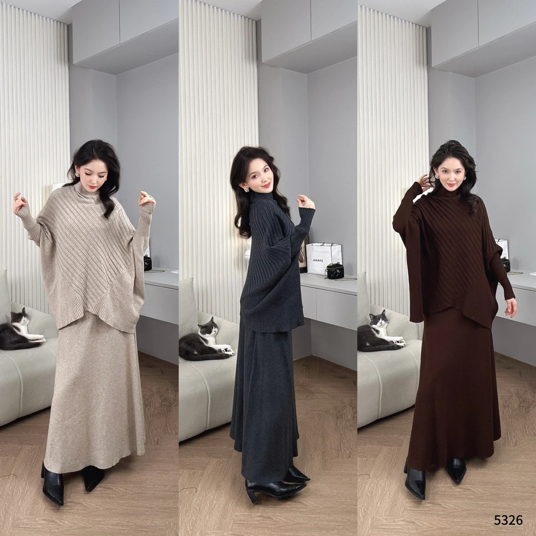 秋冬新款【山羊绒+羊毛】设计款时尚百搭宽松  【上衣+裙子】