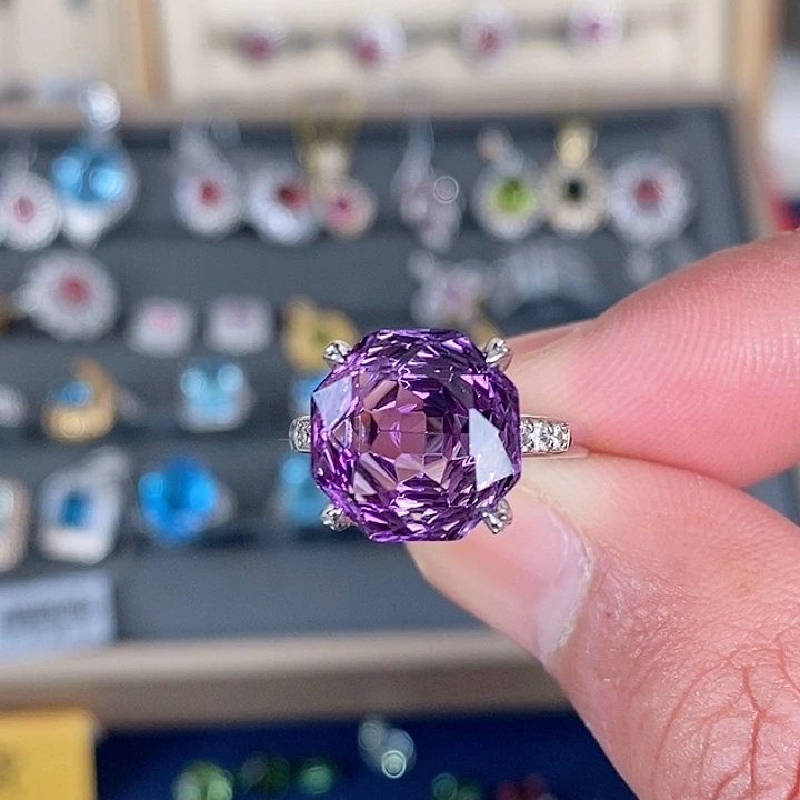 紫晶戒指银S925镶嵌南****i戒指