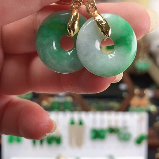 翡翠银S925镶嵌耳饰耳饰