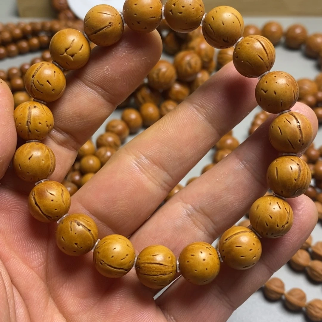 手串桃核脑纹光珠12.8