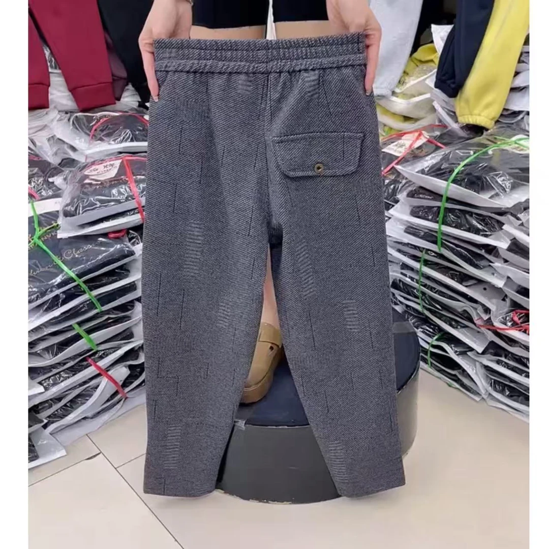 2025年春秋小个子百搭休闲裤女高腰显瘦格子裤宽松弹力小脚哈伦裤